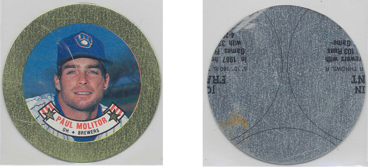 1988 Topps Baseball Coins Metal Proof Discs 020 Paul Molitor